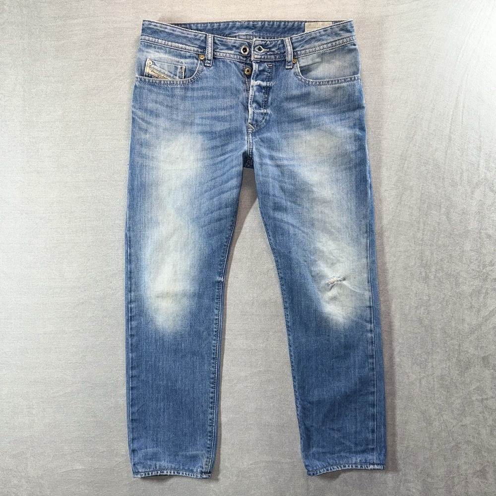 Diesel Buster Jeans‎ Men 31x27 Blue Regular Slim Tapered Distressed Faded 0839C